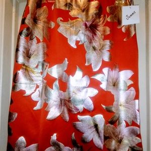 New Plus size Pretty Red Floral Skirt